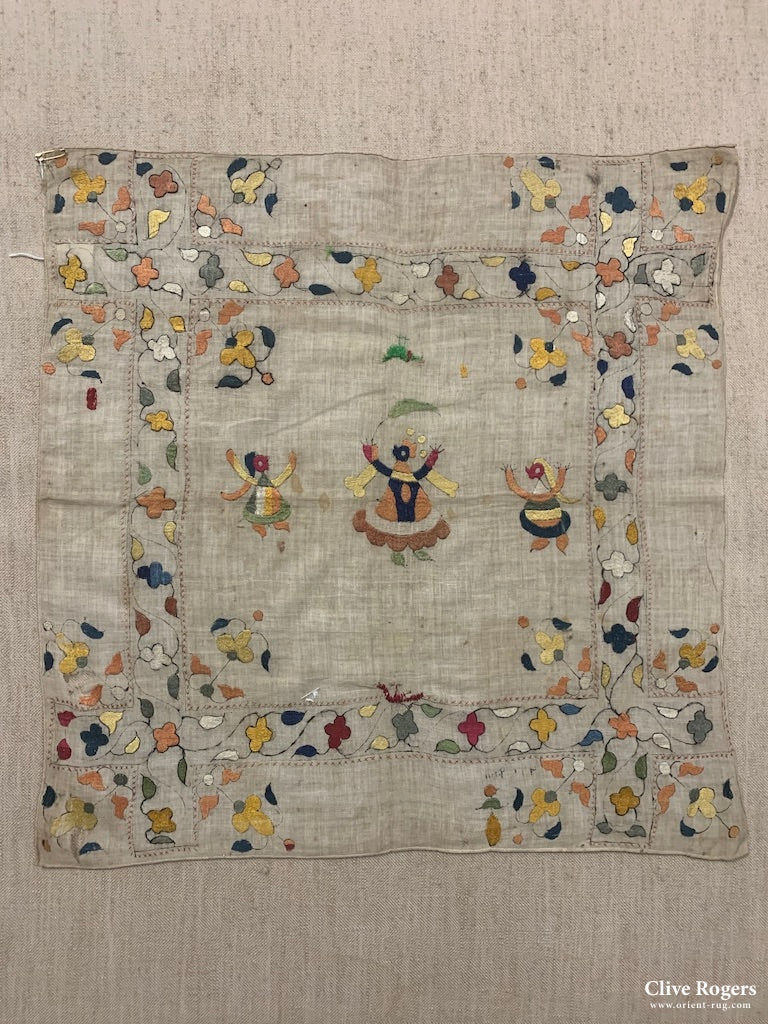 Indian Silk Embroidered Small Chumba Rumal