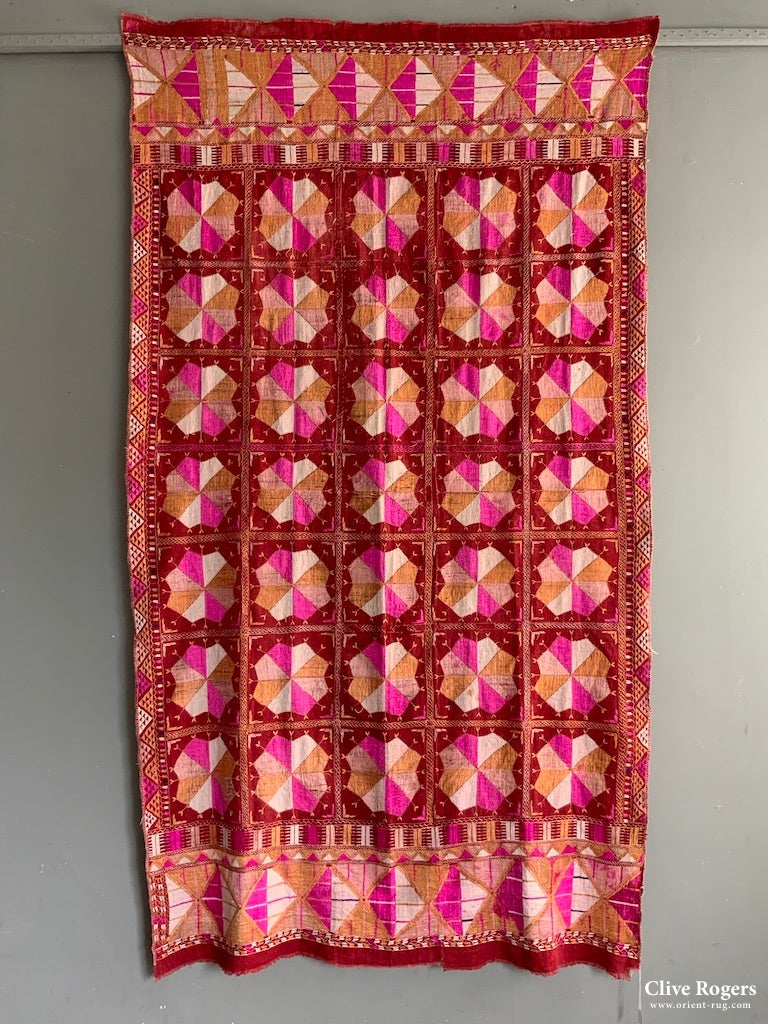 Indian Vintage Punjab Fulkari Shawl (245 X 120Cm)