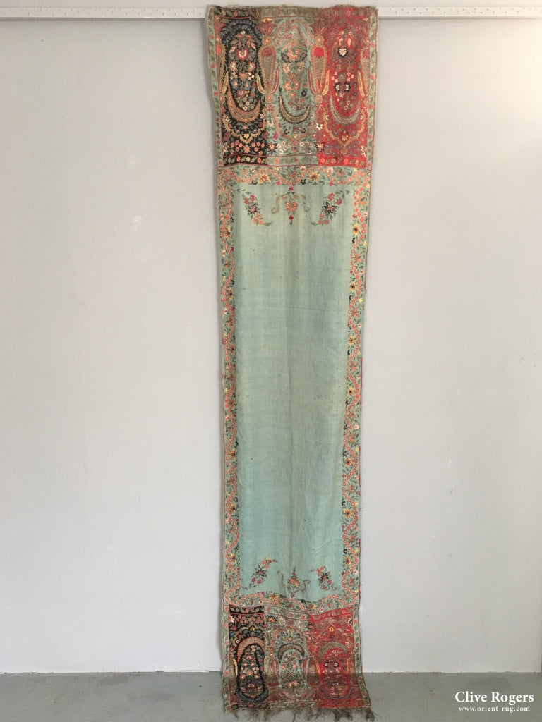Kashmir Stole With Silk Delhi Work And Silver Thread Circa 1860 Stole