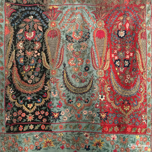 Kashmir Stole With Silk Delhi Work And Silver Thread Circa 1860 Stole
