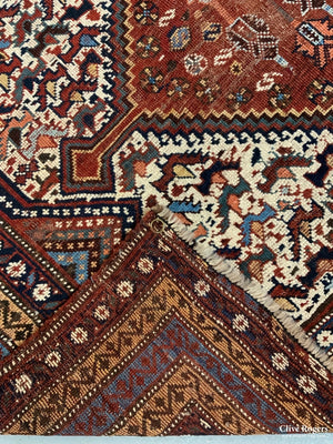 Khamseh Antique Rug With Bird Design (176 X 128Cm)