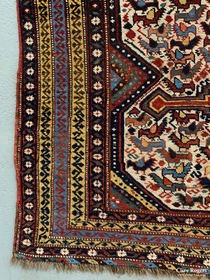 Khamseh Antique Rug With Bird Design (176 X 128Cm)