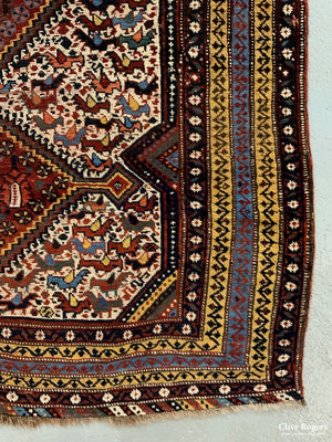Khamseh Antique Rug With Bird Design (176 X 128Cm)