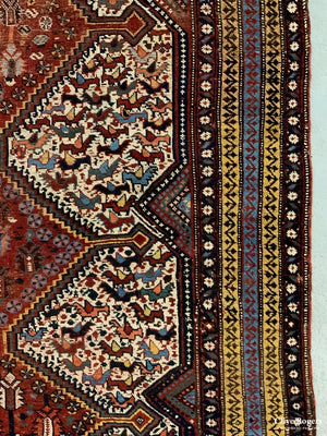Khamseh Antique Rug With Bird Design (176 X 128Cm)
