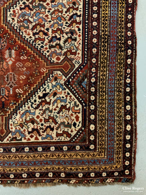 Khamseh Antique Rug With Bird Design (176 X 128Cm)