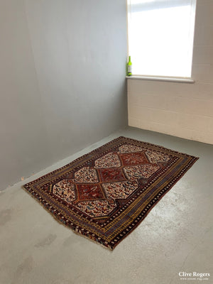 Khamseh Antique Rug With Bird Design (176 X 128Cm)