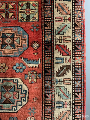 Kurdish Antique Runner With Memling Design (354 X 102Cm)