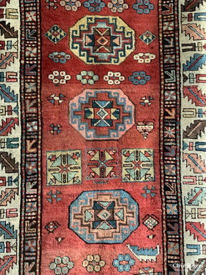 Kurdish Antique Runner With Memling Design (354 X 102Cm)