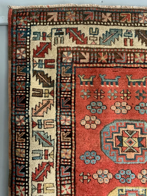 Kurdish Antique Runner With Memling Design (354 X 102Cm)
