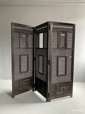 Damascus Three Fold Wood Screen Of Masharabi Work (Af) 1920/30S Screen