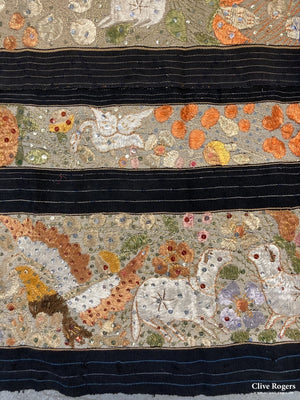 S E Asian / Laos () Sequinned Art Silk On Cotton Embroidery Used As A Hanging Mid Cent Embroidery