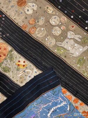 S E Asian / Laos () Sequinned Art Silk On Cotton Embroidery Used As A Hanging Mid Cent Embroidery