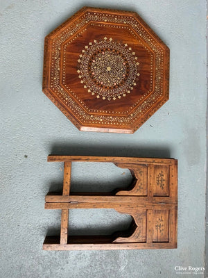 Nw Indian Punjab Octagonal Hoshiapur Hardwood Inlaid Table ( 51 X Cm) Table