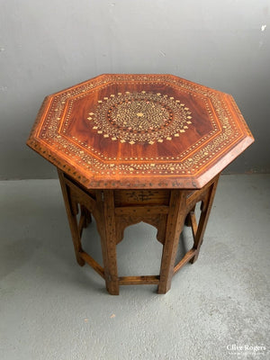Nw Indian Punjab Octagonal Hoshiapur Hardwood Inlaid Table ( 51 X Cm) Table