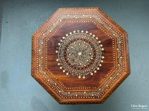 Nw Indian Punjab Octagonal Hoshiapur Hardwood Inlaid Table ( 51 X Cm) Table
