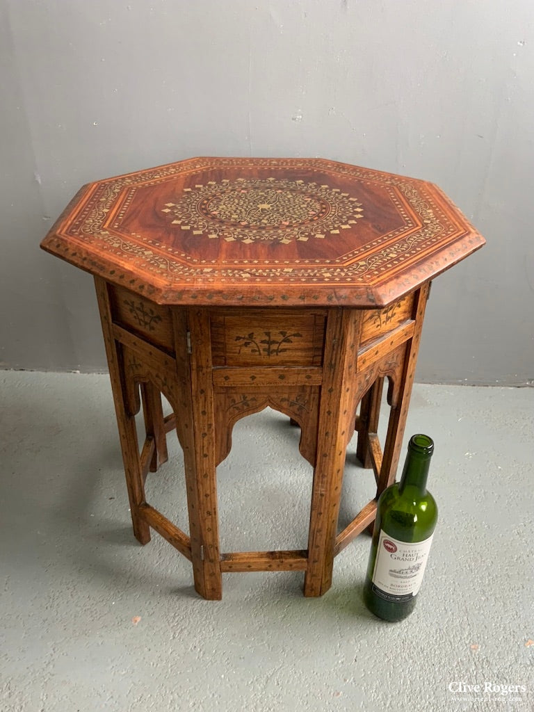 Nw Indian Punjab Octagonal Hoshiapur Hardwood Inlaid Table ( 51 X Cm) Table