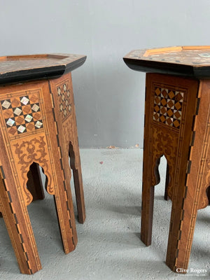 Pair Antique Ottoman Marquetry Inlaid Tables Converted To Vanity Cases ( 53 X 41Cm)