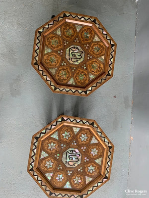 Pair Antique Ottoman Marquetry Inlaid Tables Converted To Vanity Cases ( 53 X 41Cm)