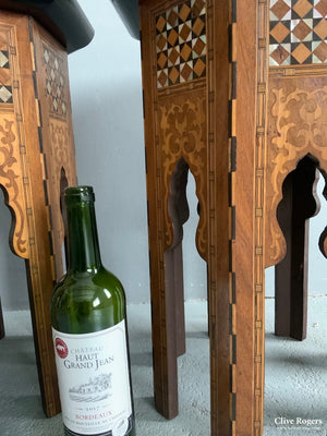 Pair Antique Ottoman Marquetry Inlaid Tables Converted To Vanity Cases ( 53 X 41Cm)