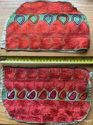 Pair Of Indo Pak Sindhi Silk Embroidered Caps Circa 1900 Caps