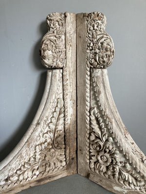 Pair Of Monumental Gujarati Wooden Corbels From A Helveli House Prob 19Th Cent Architectural