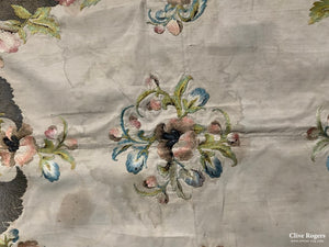 Italian Antique 18Th Cent Silk Embroidery (93 X 106Cm)