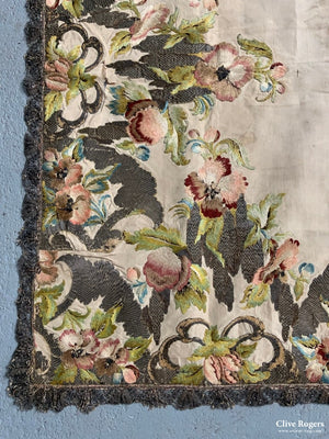 Italian Antique 18Th Cent Silk Embroidery (93 X 106Cm)