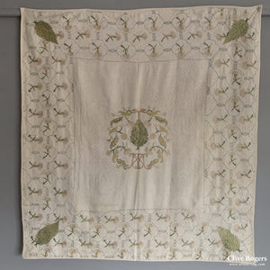 English Bedcover Queen Anne Period Circa 1710 Embroidery