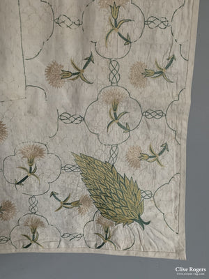 English Bedcover Queen Anne Period Circa 1710 Embroidery