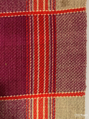 Romanian Wool Plaid Twill Coverlet With Tassels To Two Sides Mid Cent Coverlet