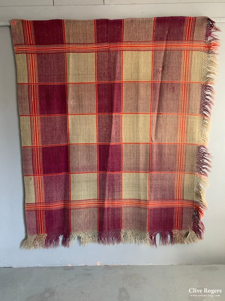 Romanian Wool Plaid Twill Coverlet (190 X 187 Cm) Coverlet