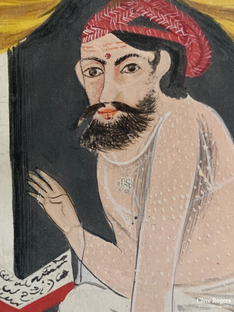 Small Gouache Painting Of A Hindu Fakir Wearing Diaphanous Vest And Dhoti Circa 1900 Painting