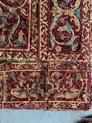 Spanish Antique Embroidered Velvet (143 X 107Cm)