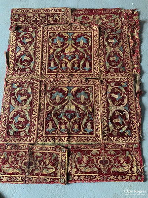 Spanish Antique Embroidered Velvet (143 X 107Cm)