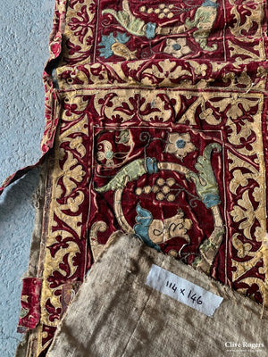 Spanish Antique Embroidered Velvet (143 X 107Cm)