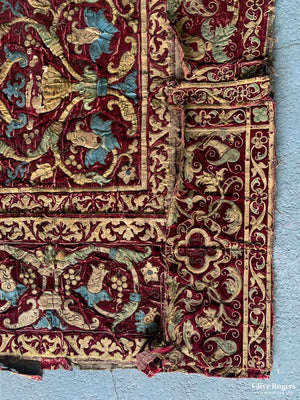 Spanish Antique Embroidered Velvet (143 X 107Cm)