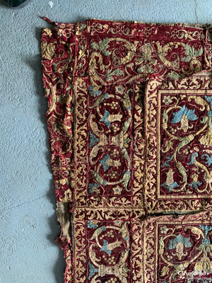 Spanish Antique Embroidered Velvet (143 X 107Cm)