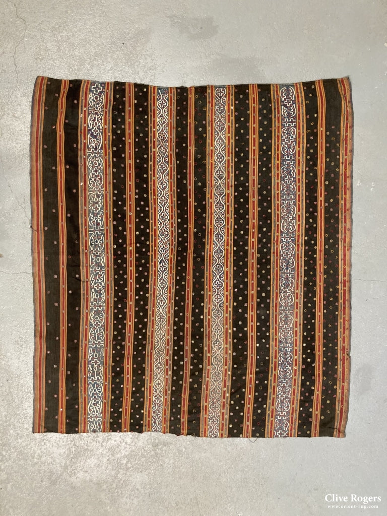 Sumatran Croe Tapis Silk Embroidered With Mirrors On Cotton Early 20Th Cent Tapis