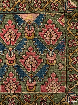 Swedish Cross-Stitch Carriage Pillow Dated 1804 Cushion Cover