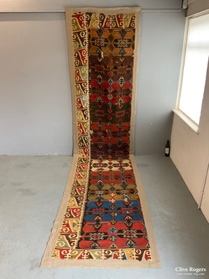 Turkish Anatolian Large Kilim Mounted (465 X 110Cm)