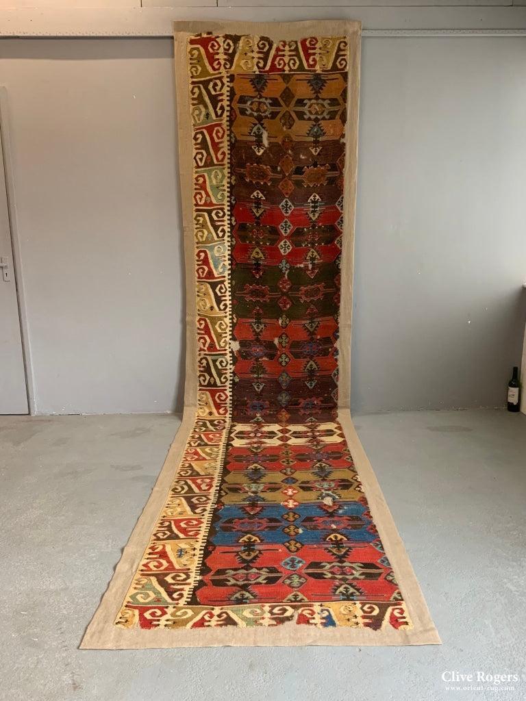 Turkish Anatolian Large Kilim Mounted (465 X 110Cm)