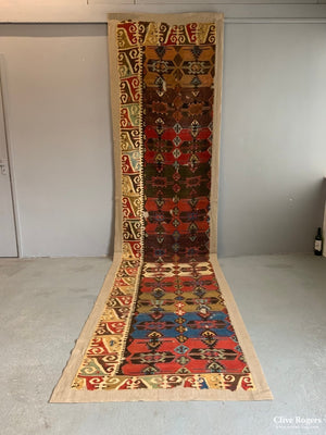 Turkish Anatolian Large Kilim Mounted (465 X 110Cm)