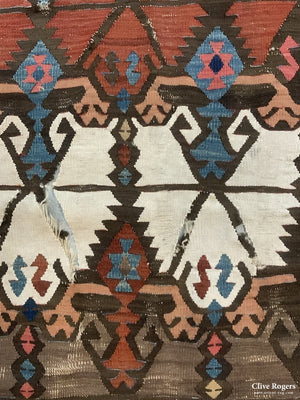 Turkish Antique Anatolian Kilim (405 X 89 Cm) Kilim Runner