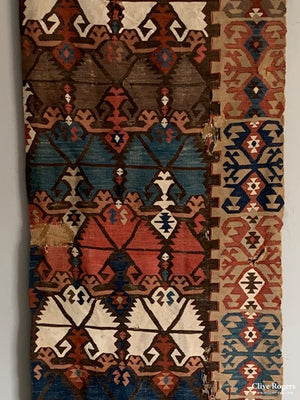 Turkish Anatolian Kilim Carnation Design Runner 19Th Cent Kilim