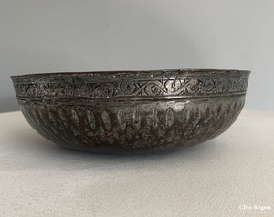 Turkish Antique Engraved And Tinned Copper Bath Bowl 18/19Th Cent Bowl