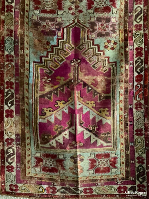 Turkish Antique Kirshehir Prayer Rug ( Af ) 135 X 90 Cm