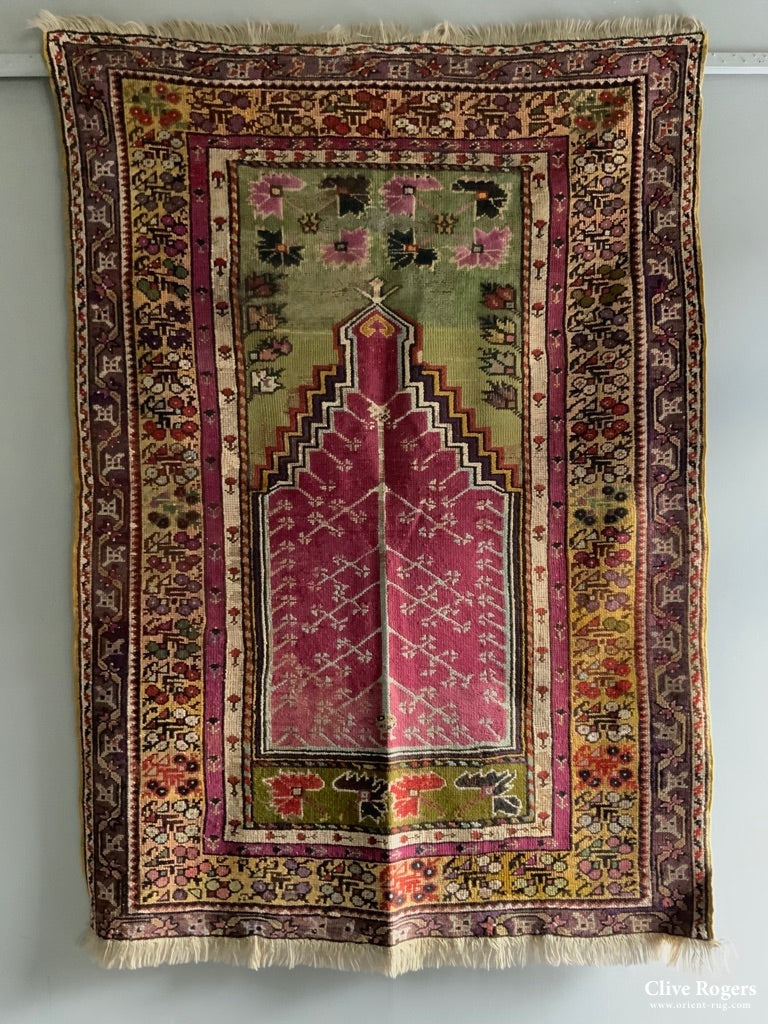 Turkish Antique Kirshehir Prayer Rug ( 158 X 112 Cm )