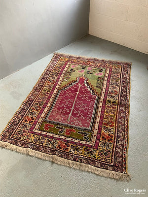 Turkish Antique Kirshehir Prayer Rug ( 158 X 112 Cm )