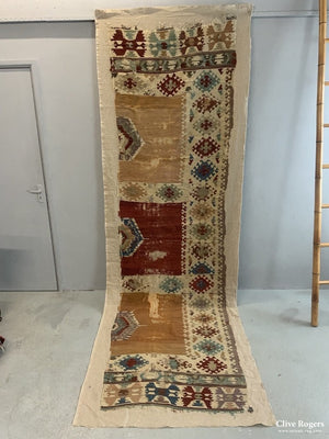Turkish Antique Mounted Kilim Fragment (336 X 96Cm) Kilim
