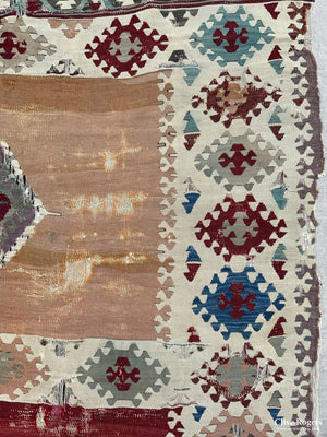 Turkish Antique Mounted Kilim Fragment (336 X 96Cm) Kilim